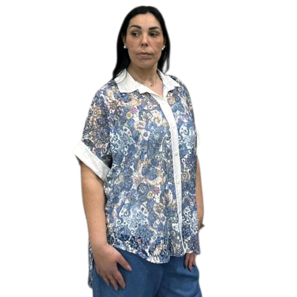 CAMICIA MEZZA MANICA IN MERLETTO CON TOP SOTTO