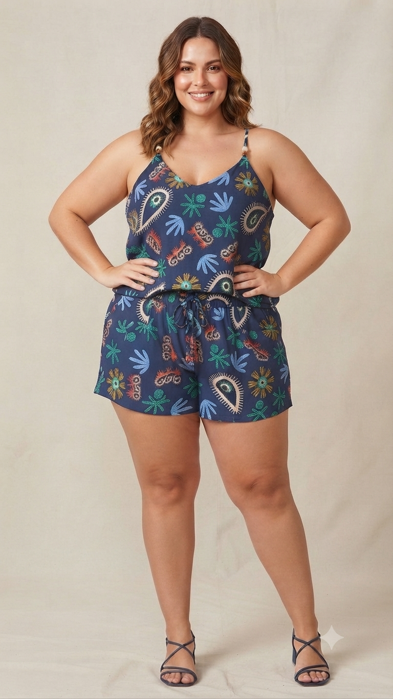 COMPLETO FANTASIA CON DETTAGLI PIETRE BRETELLE E LACCETTO SHORTS