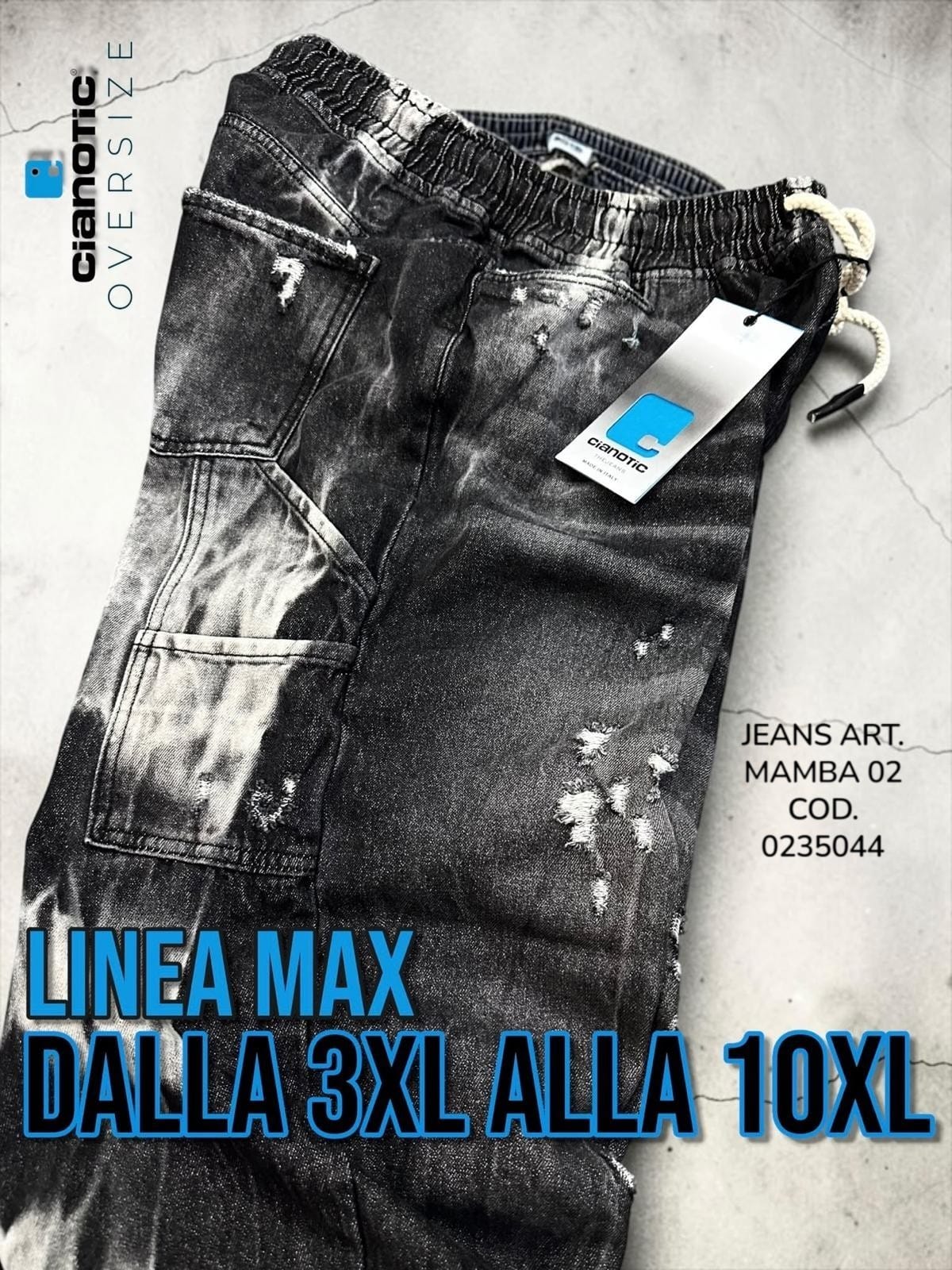 JEANS ART. MAMBA 02  CON ELASTICO IN VITA + LACCETTO COD. 0235044