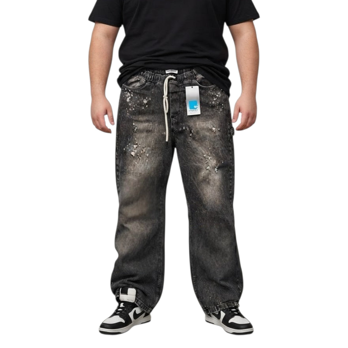 JEANS ART. MAMBA 01  BLACK CON ELASTICO IN VITA COD. 02350441