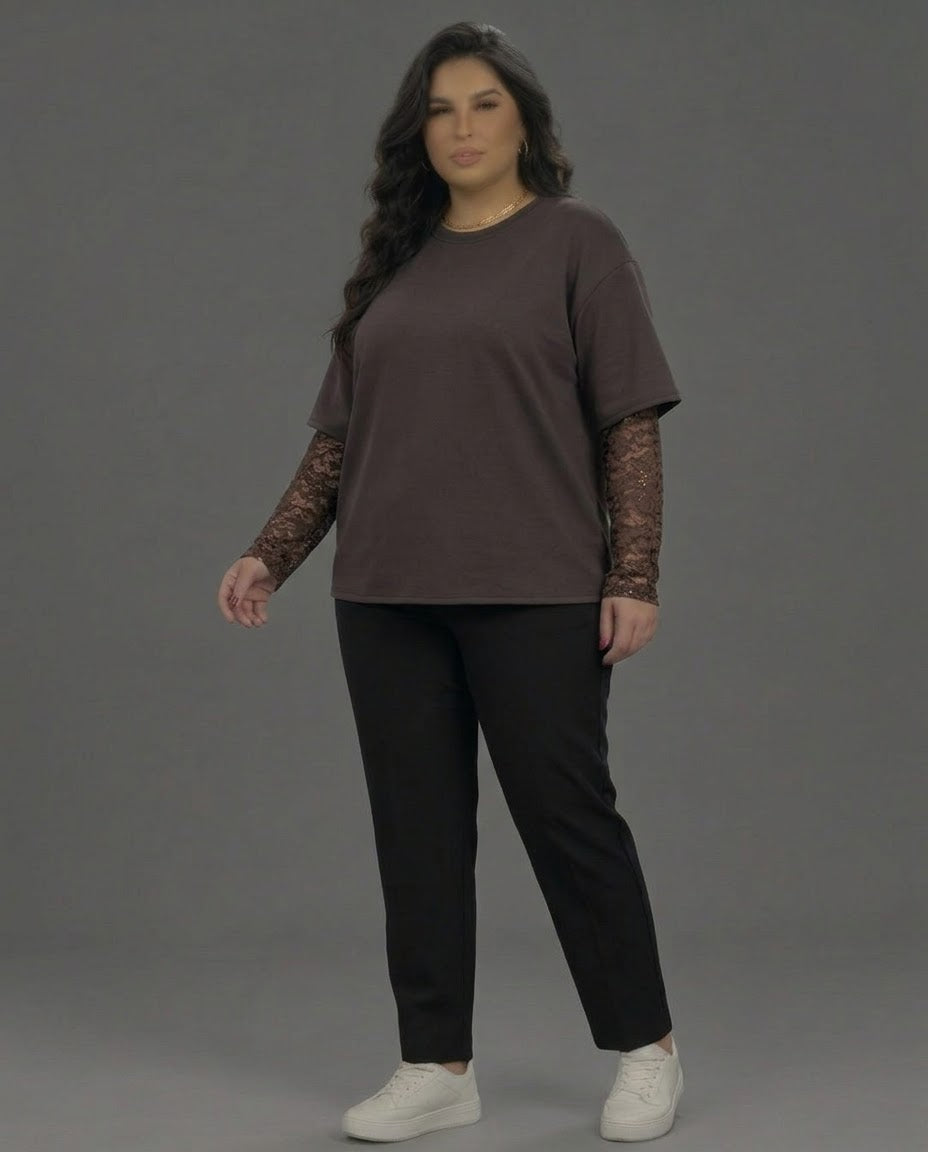 MAGLIA ART. ALESSIA MANICA LONG SLEEVE CON MERLETTO