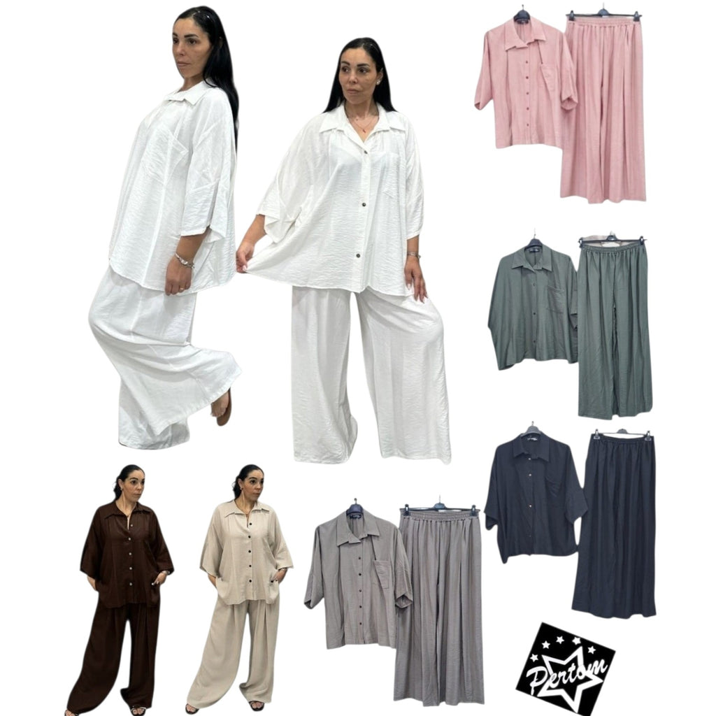 COMPLETO CAMICIA CON TASCA E PANTALONE PALAZZO