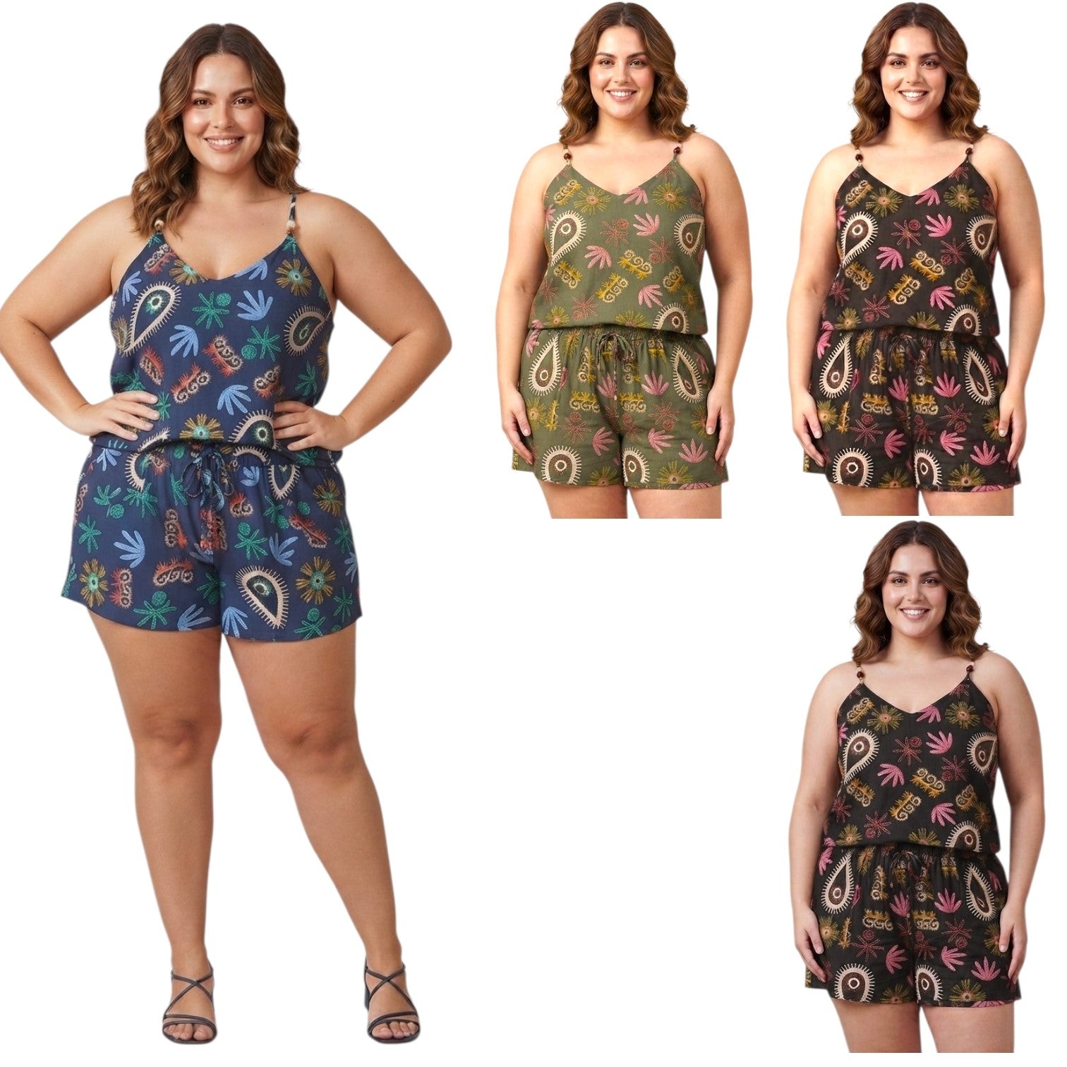 COMPLETO FANTASIA CON DETTAGLI PIETRE BRETELLE E LACCETTO SHORTS