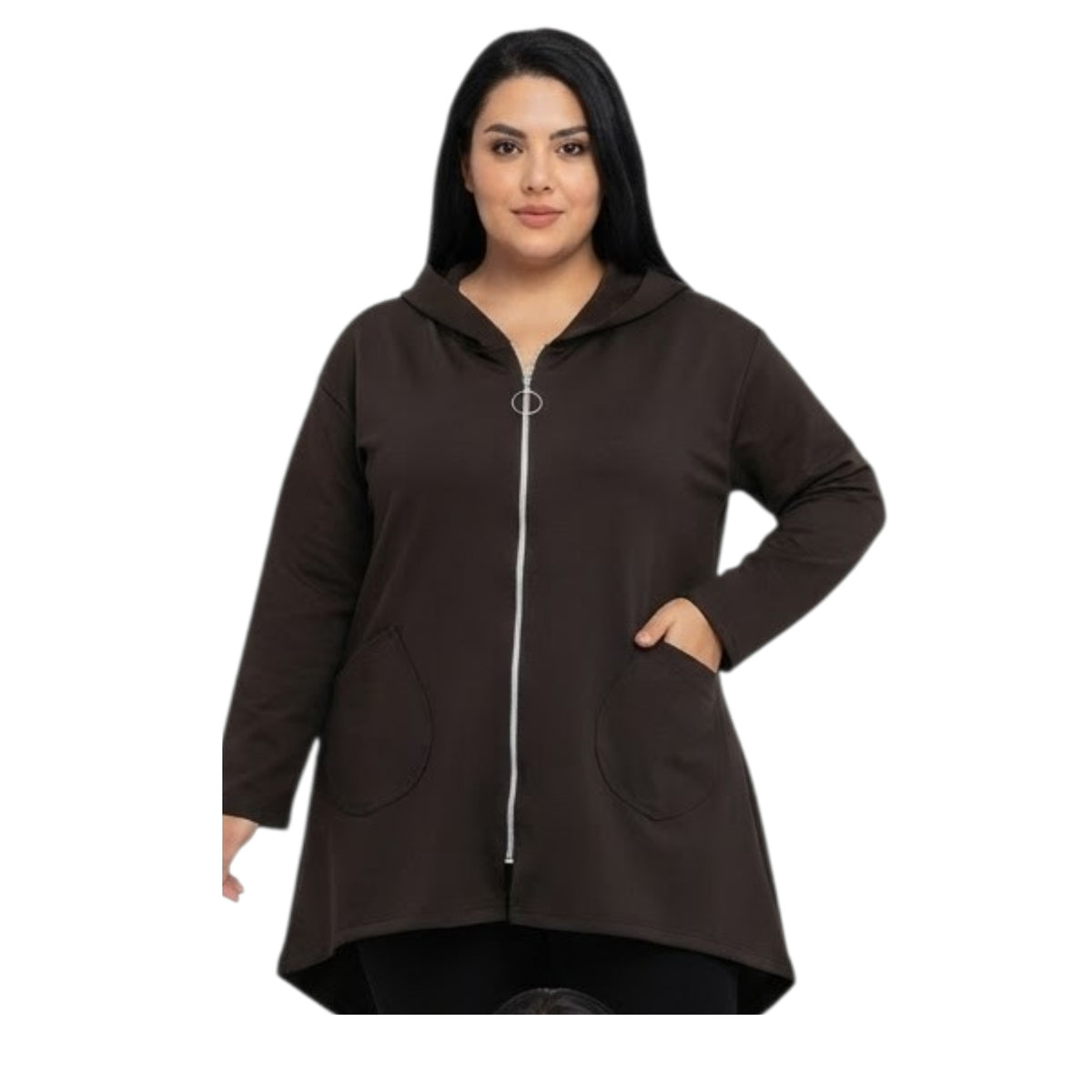 CARDIGAN ART. 1311 CON TASCHE ASIMMETRICHE CON CAPPUCCIO E CON ZIP  COD . 0650136