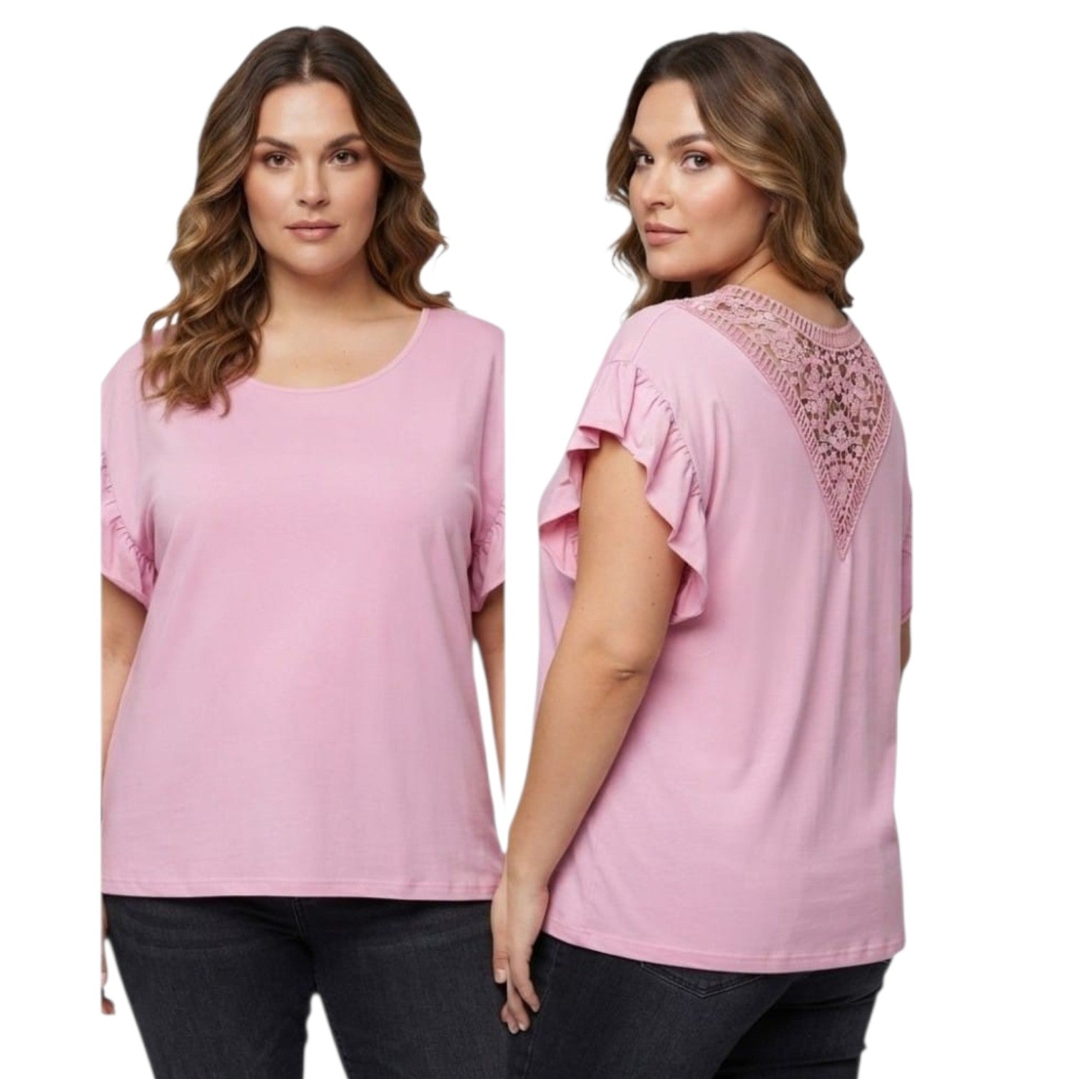 MAGLIA CON RUCHE E MERLETTO DIETRO