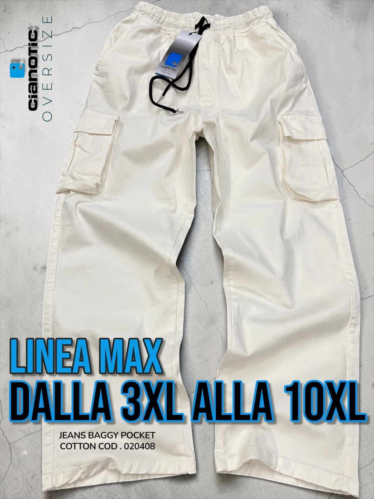 JEANS BAGGY POCKET COTTON CON TASCONI + PATTINE LATERALI COD . 020408
