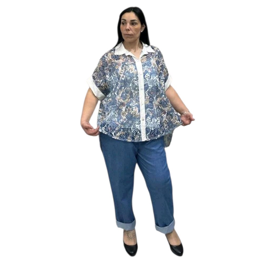 CAMICIA MEZZA MANICA IN MERLETTO CON TOP SOTTO