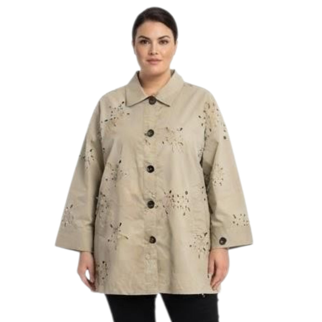 GIUBBINO ART. 3037 CON BOTTONI DAVANTI TESSUTO CON ROTTURE ALL’ INTERNO A FORMA DI GOCCE  COD.013024