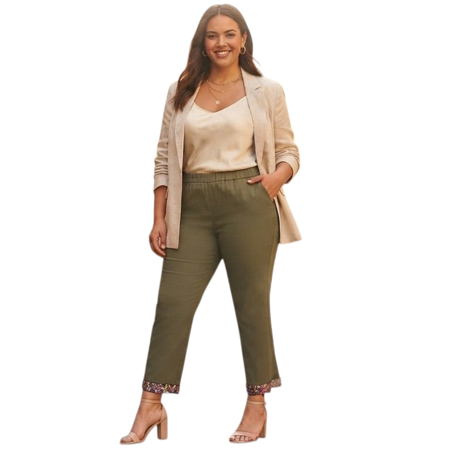 PANTALONE CAPRI CON PAILLETTES FONDO BY PERTOM