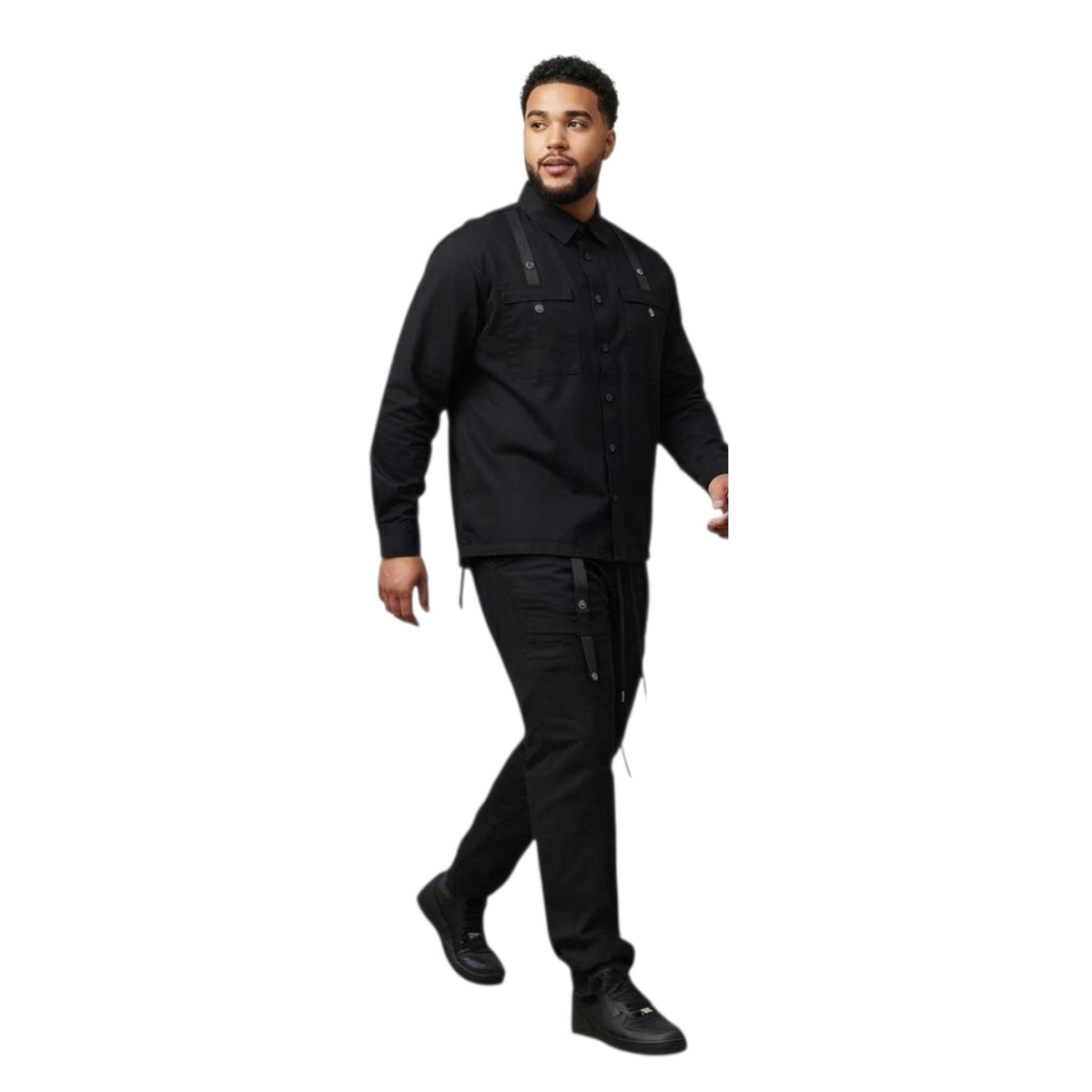 Paul Diamond Completo SIABIT Uomo da 2XL a 10XL - Abbigliamento Uomo Completo con Pantaloni e Camicia Nero