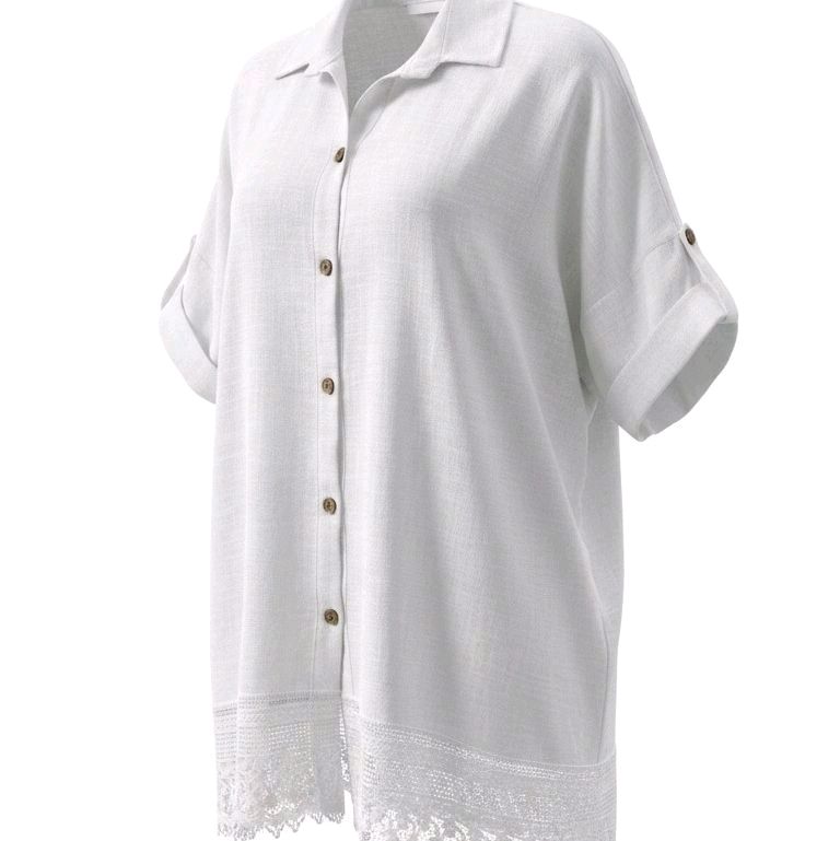 CAMICIA CON DETTAGLIO FASCIA FONDO IN MERLETTO