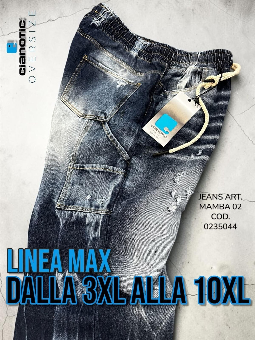 JEANS ART. MAMBA 02  CON ELASTICO IN VITA + LACCETTO COD. 0235044