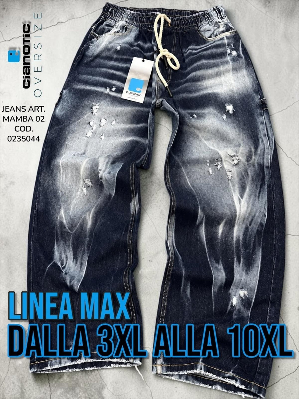 JEANS ART. MAMBA 02  CON ELASTICO IN VITA + LACCETTO COD. 0235044