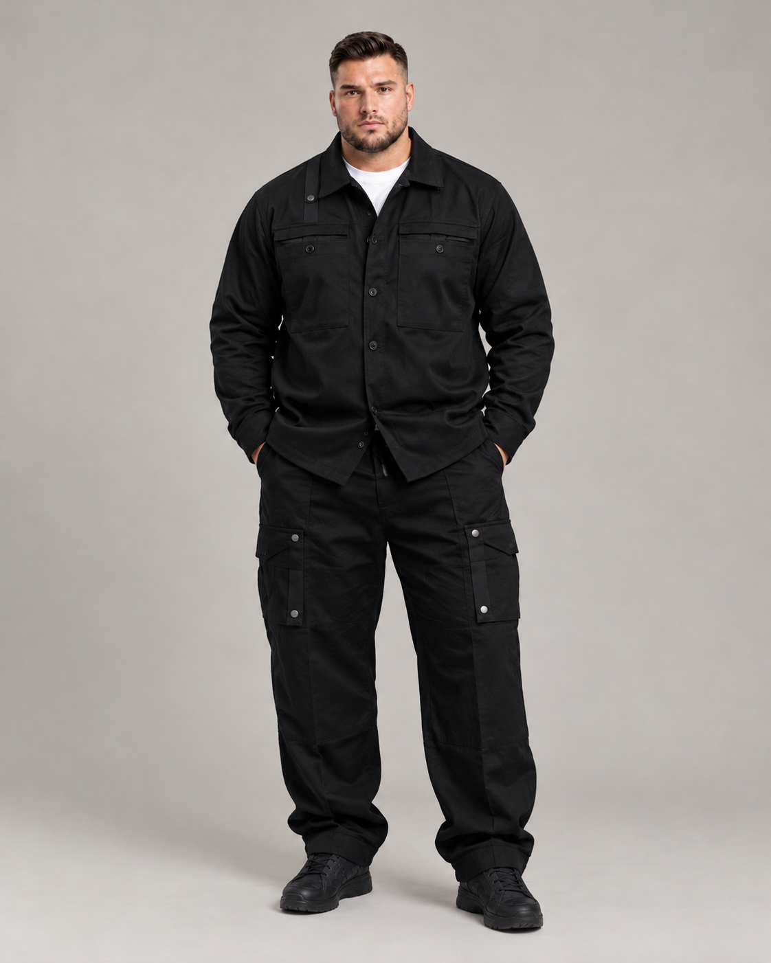 Paul Diamond Completo SIABIT Uomo da 2XL a 10XL - Abbigliamento Uomo Completo con Pantaloni e Camicia Nero