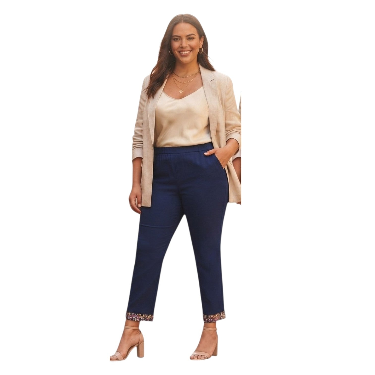PANTALONE CAPRI CON PAILLETTES FONDO BY PERTOM