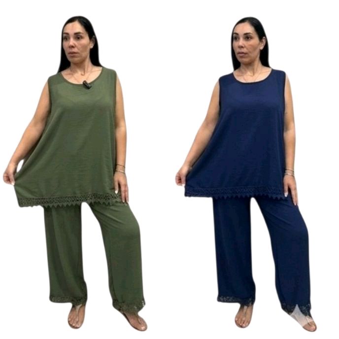 COMPLETO CON MERLETTO FONDO CANOTTA E PANTALONE