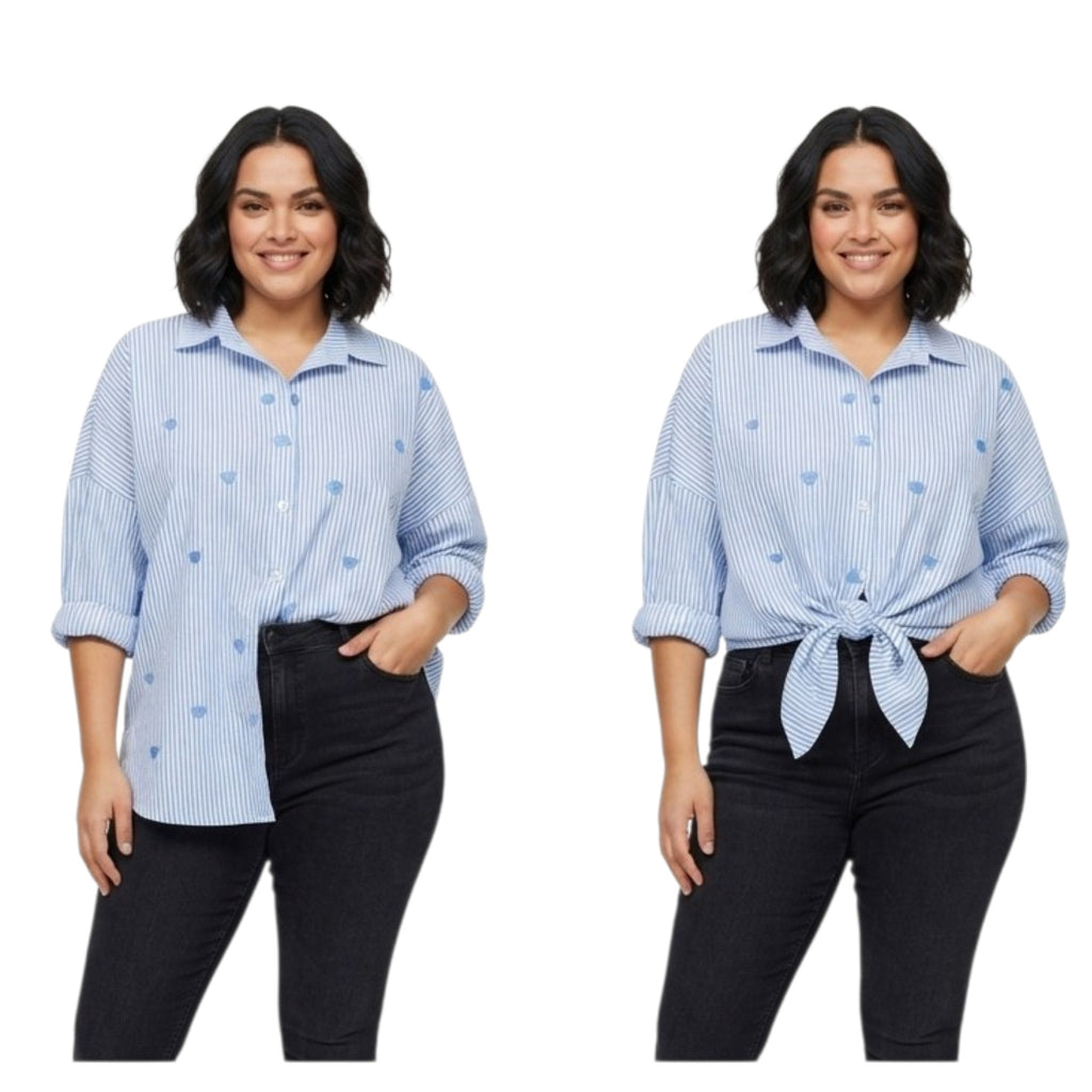 Camicia Art. IN.121867 Rigata con Ricami Cuori COD.01018