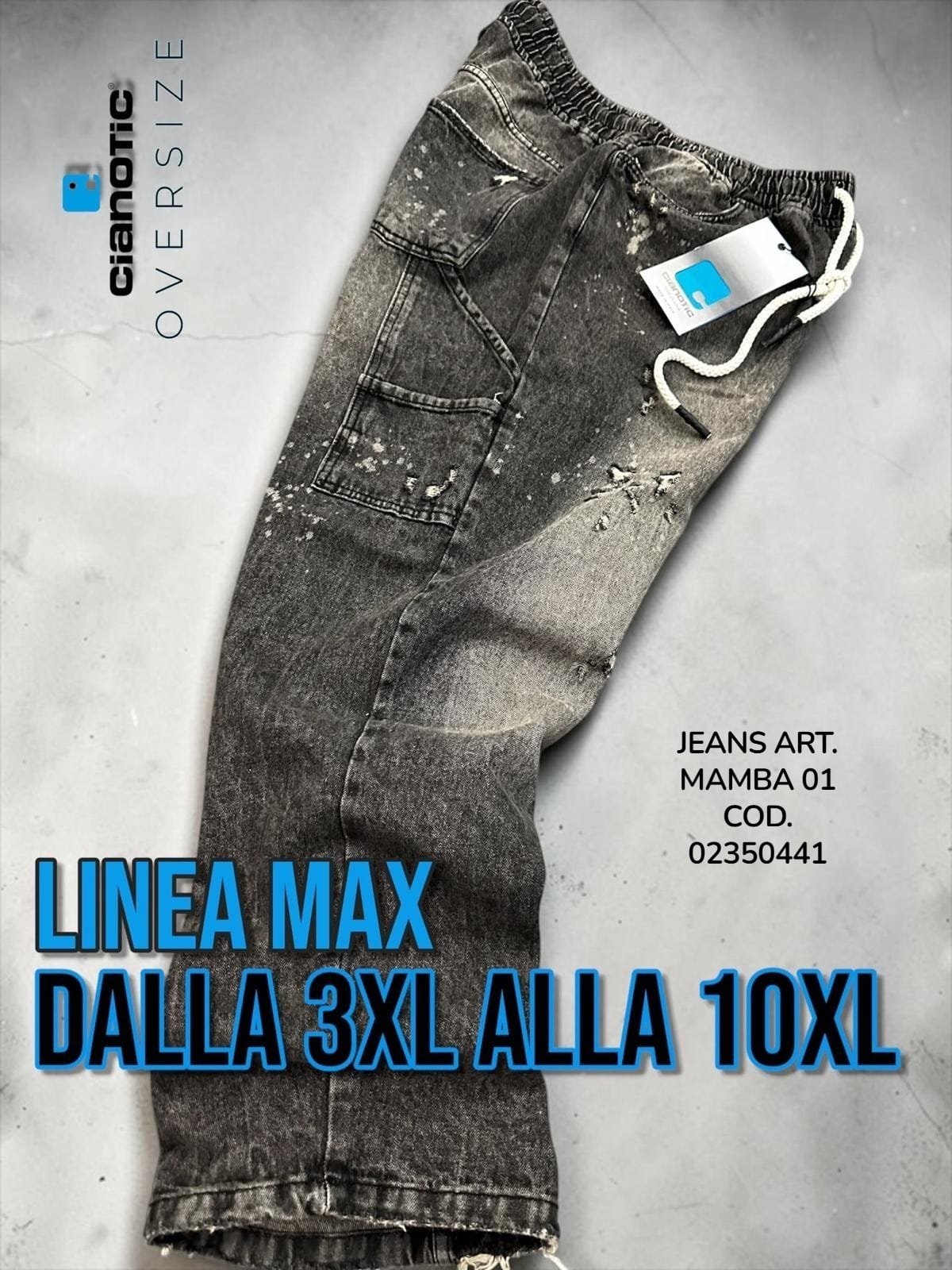 JEANS ART. MAMBA 01  BLACK CON ELASTICO IN VITA COD. 02350441