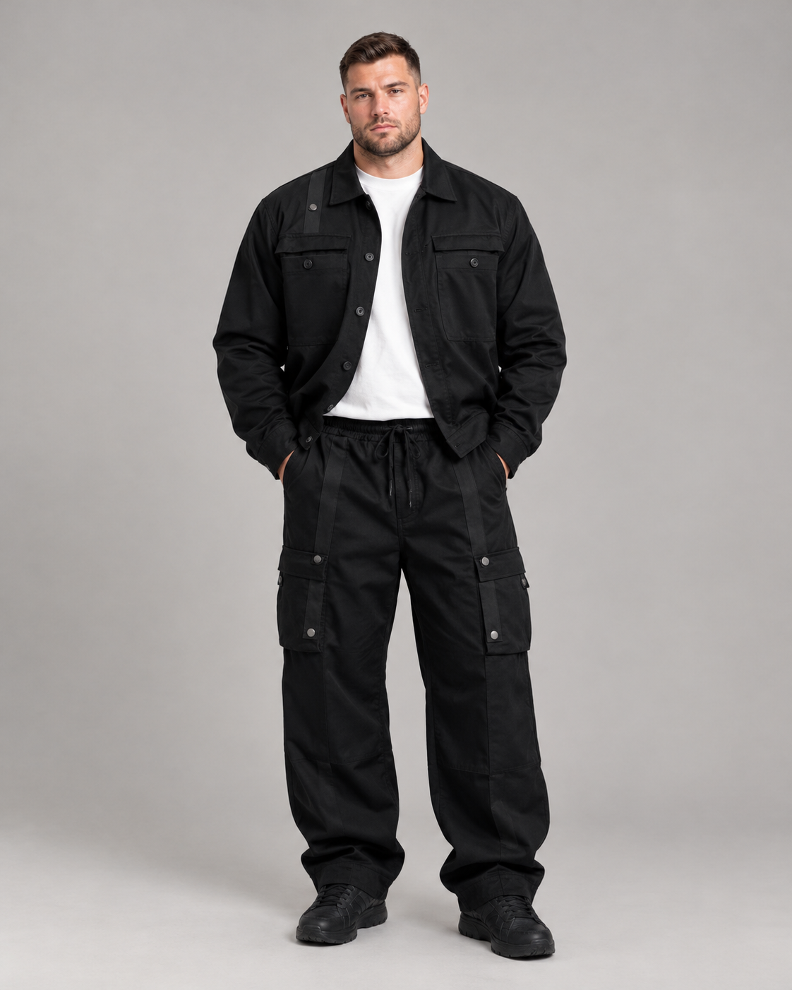 Paul Diamond Completo SIABIT Uomo da 2XL a 10XL - Abbigliamento Uomo Completo con Pantaloni e Camicia Nero