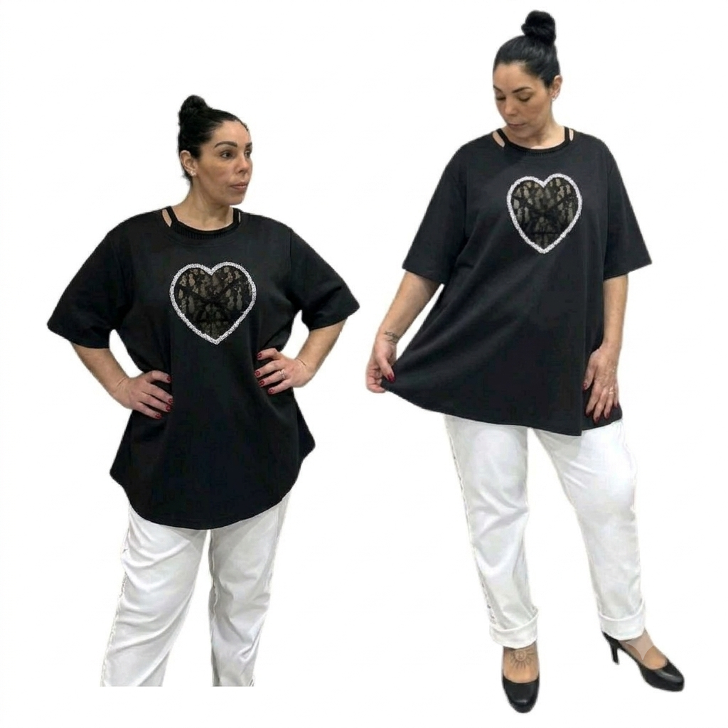 MAGLIA CUORE  POP-ROMANTIC CON BRILLANTINI