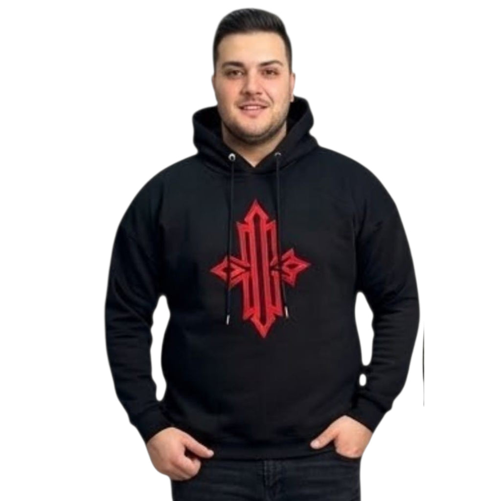 FELPA CIANOTIC. HOODIE REDEMPTION  CON RICAMO CROCE GOTICA COD . 0205039