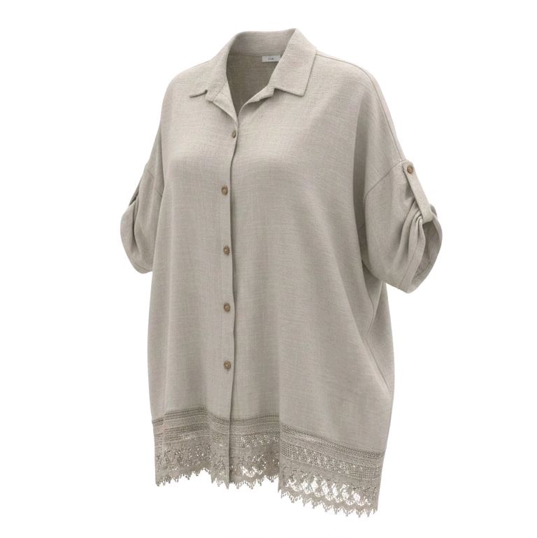 CAMICIA CON DETTAGLIO FASCIA FONDO IN MERLETTO