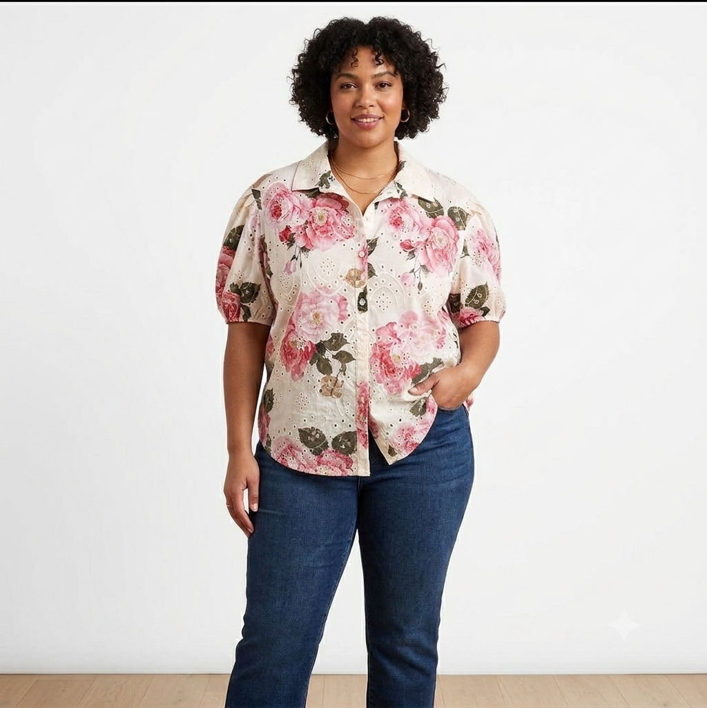 CAMICIA MANICHE A SBUFFO FANTASIA PIZZO SANGALLO