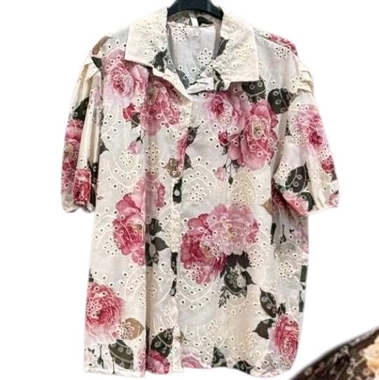 CAMICIA MANICHE A SBUFFO FANTASIA PIZZO SANGALLO