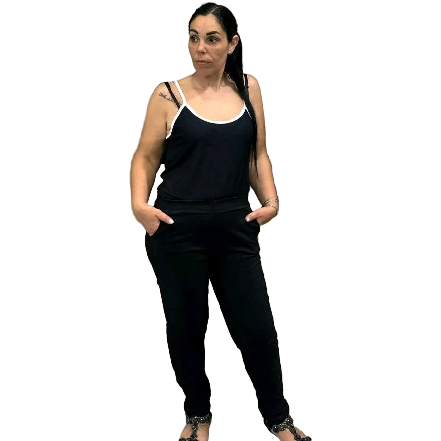 PANTALONE DONNA CON TASCHE AVANTI E FINTE TASCHE DIETRO