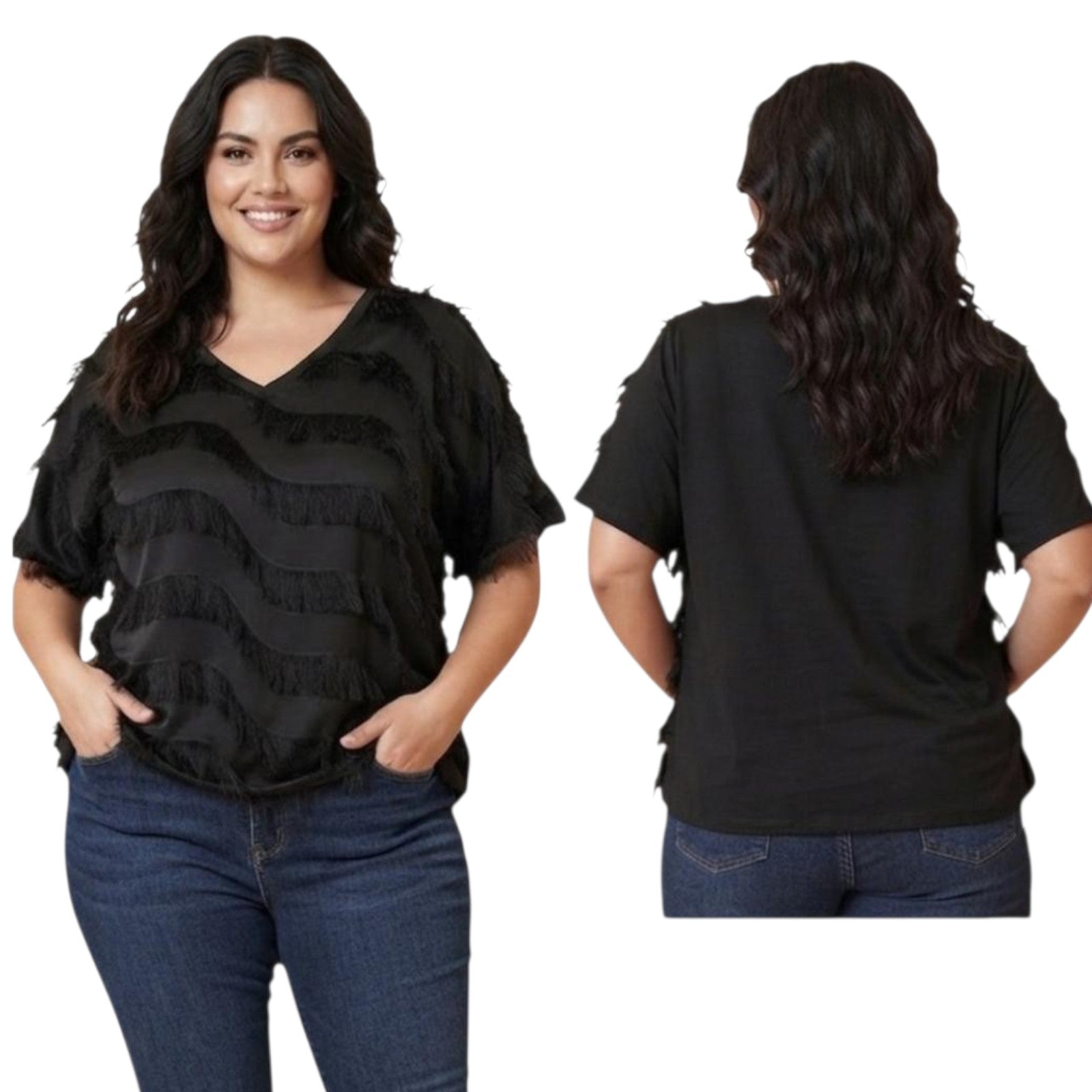 MAGLIA CON FRANGE CURVY BY PERTOM