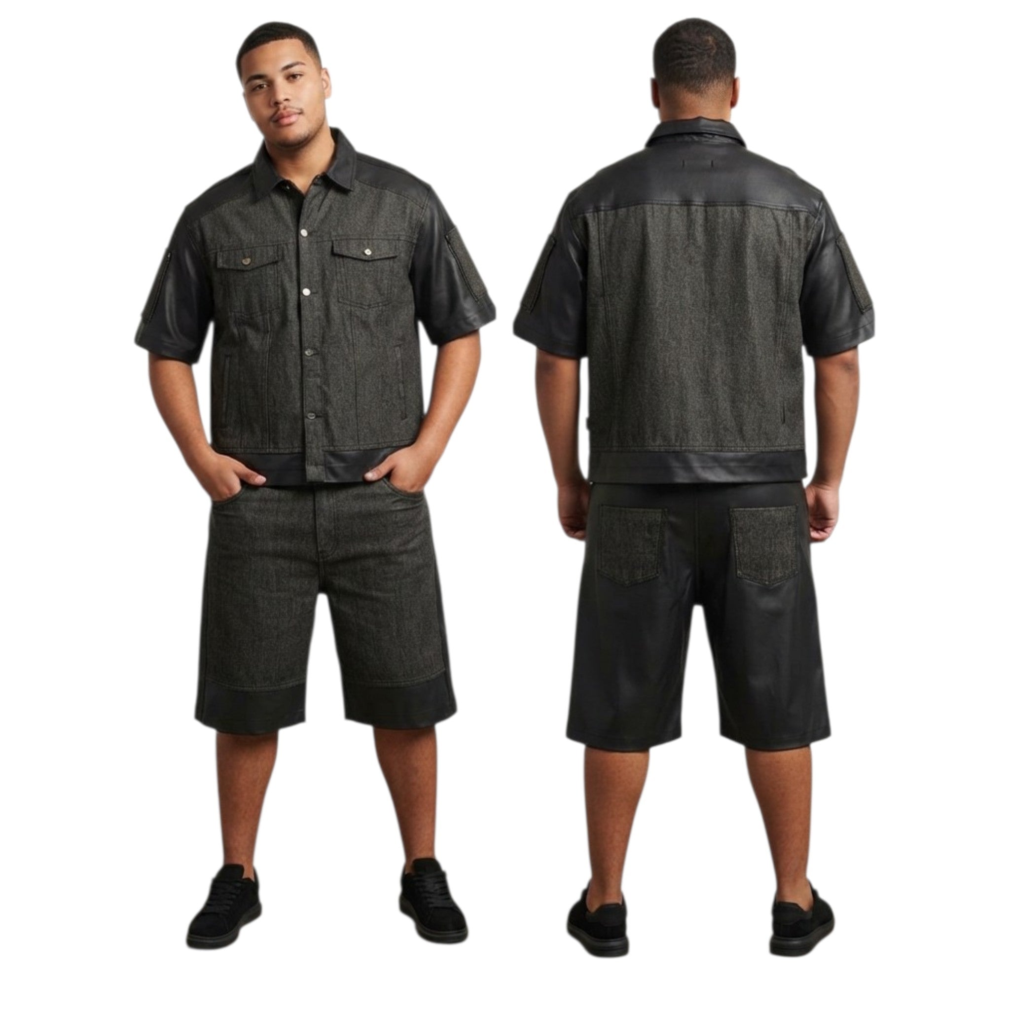 COMPLETO JEANS CON CONTRASTO TESS. SPALMATO