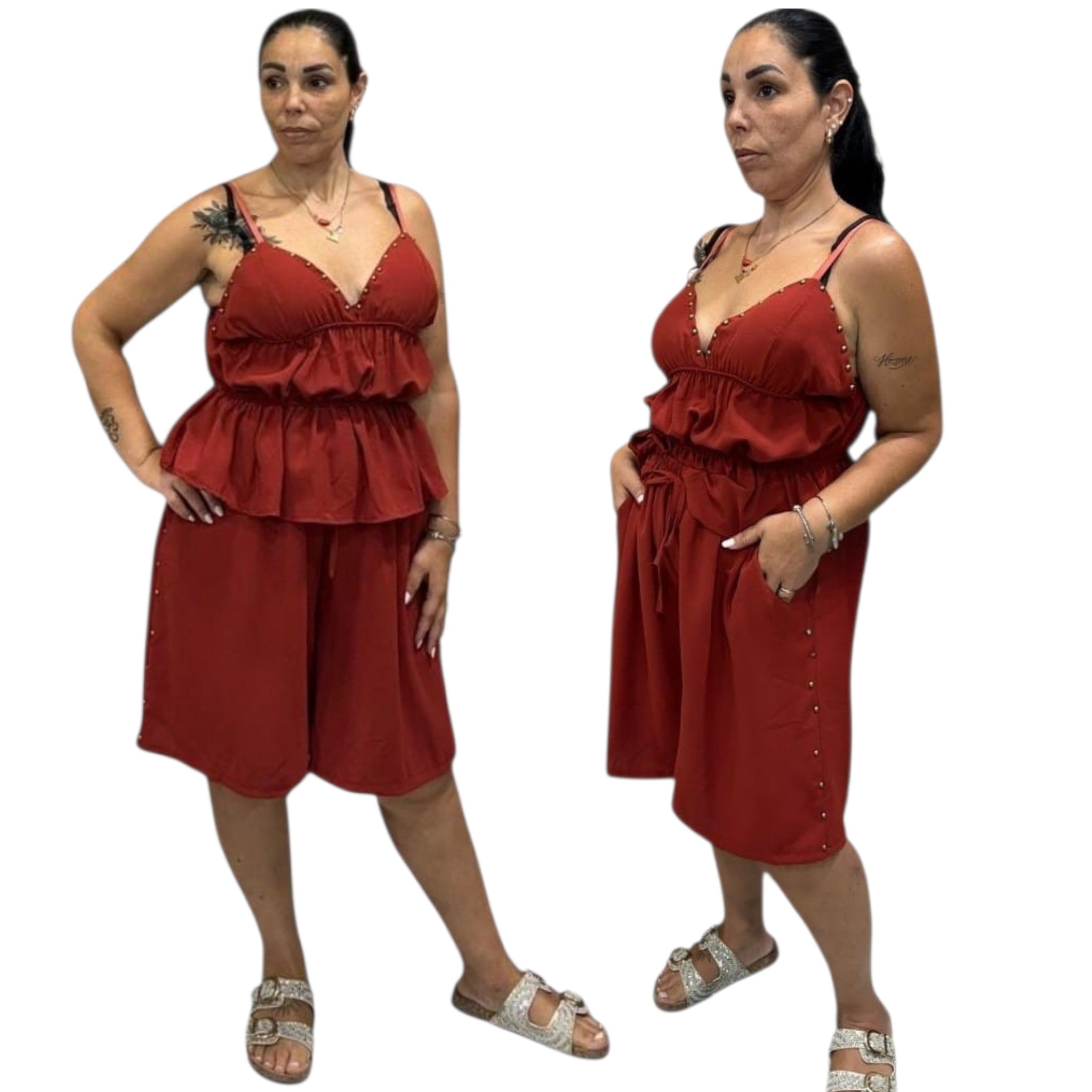 COMPLETO DONNA CORPETTO E BERMUDA CON BORCHIE