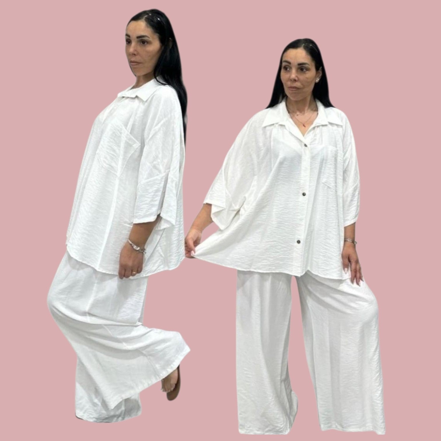 COMPLETO CAMICIA CON TASCA E PANTALONE PALAZZO