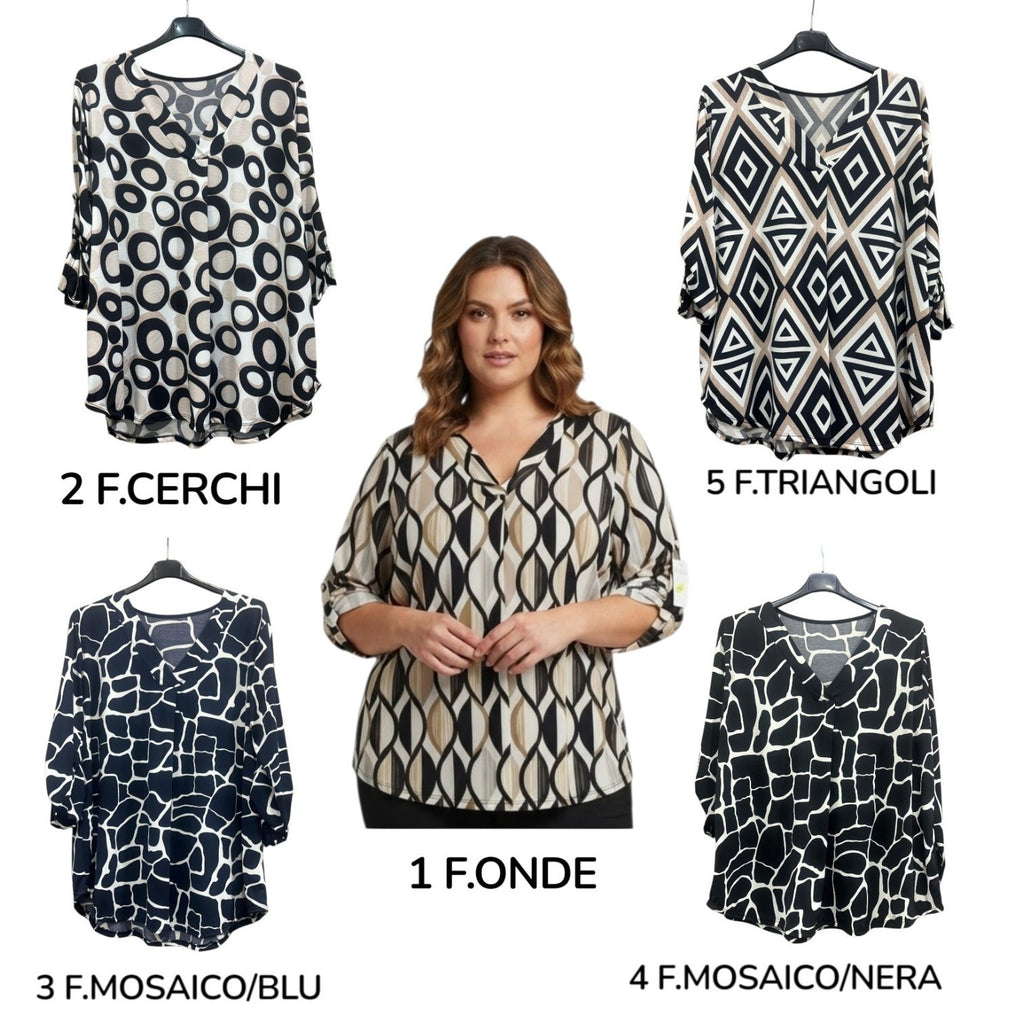 MAGLIA ART. 220631 SCOLLO A V FANTASIA  MANICA REGOLABILE COD . 0650137