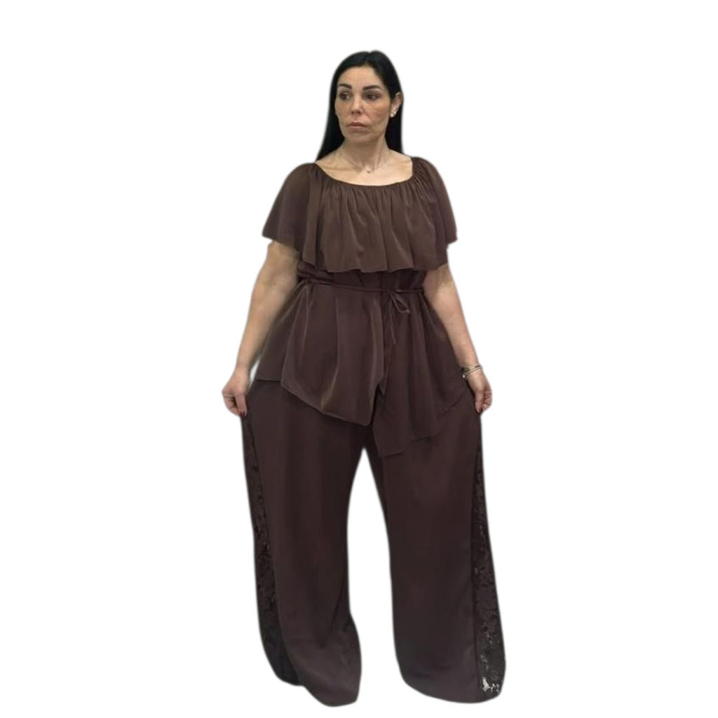 COMPLETO CASACCA SCOLLO BARCA CON PANTALONE MERLETTO