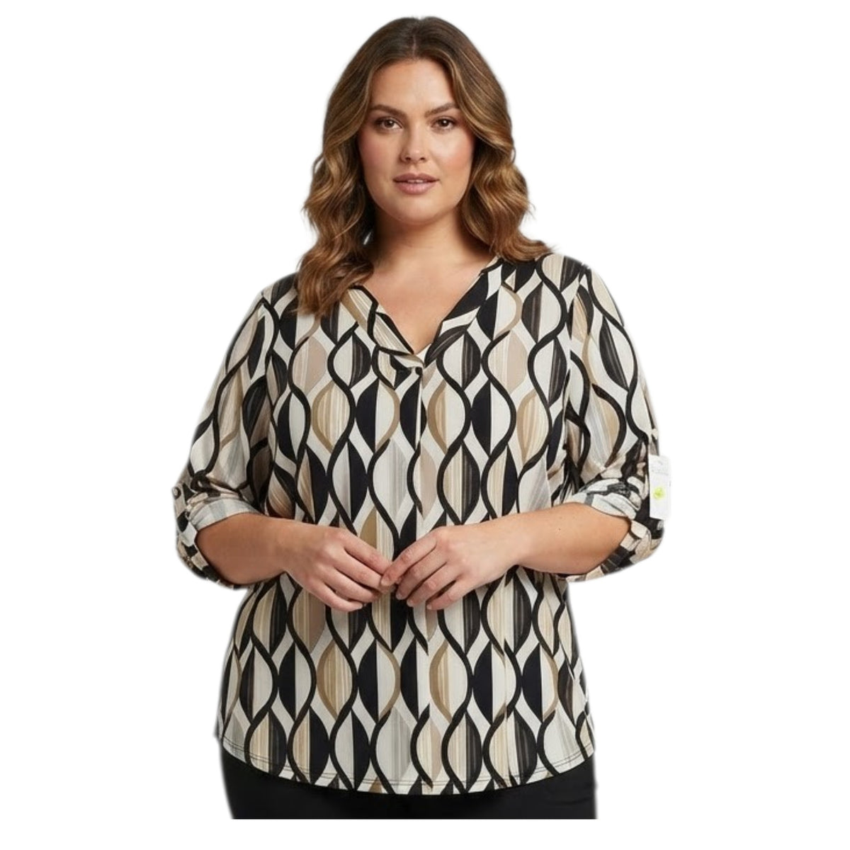 MAGLIA ART. 220631 SCOLLO A V FANTASIA  MANICA REGOLABILE COD . 0650137