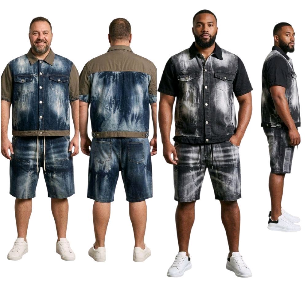 COMPLETO JEANS UOMO CON CONTRASTI NYLON
