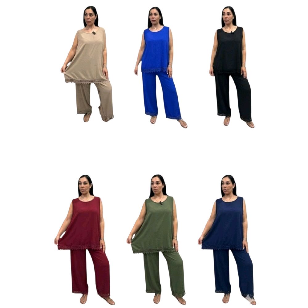 COMPLETO CON MERLETTO FONDO CANOTTA E PANTALONE