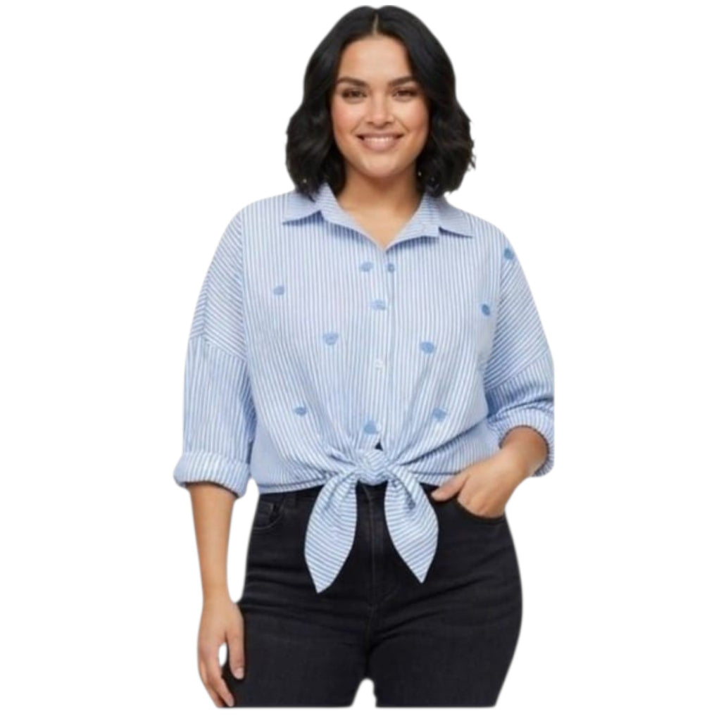Camicia Art. IN.121867 Rigata con Ricami Cuori COD.01018