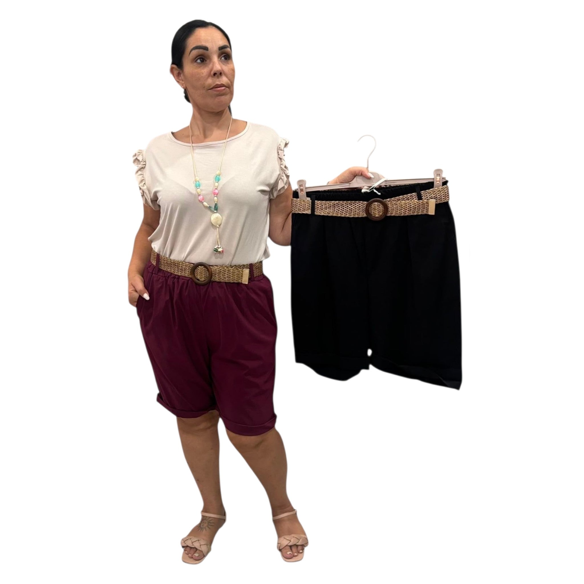 BERMUDA DONNA CON CINTURA