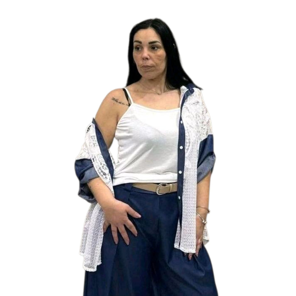 CAMICIA DI MERLETTO CON TOP SOTTO