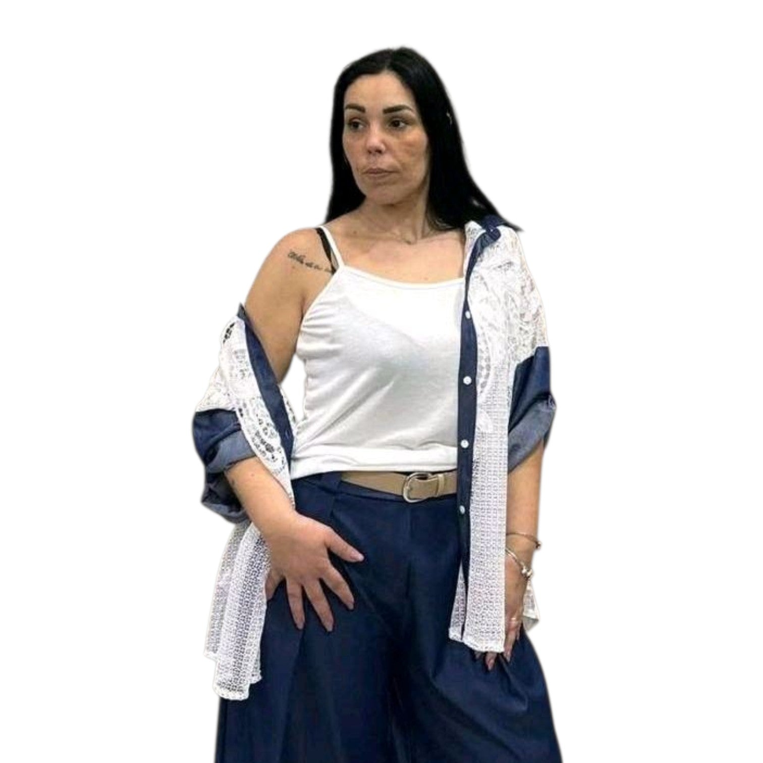 CAMICIA DI MERLETTO CON TOP SOTTO