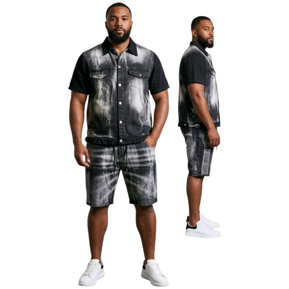 COMPLETO JEANS UOMO CON CONTRASTI NYLON