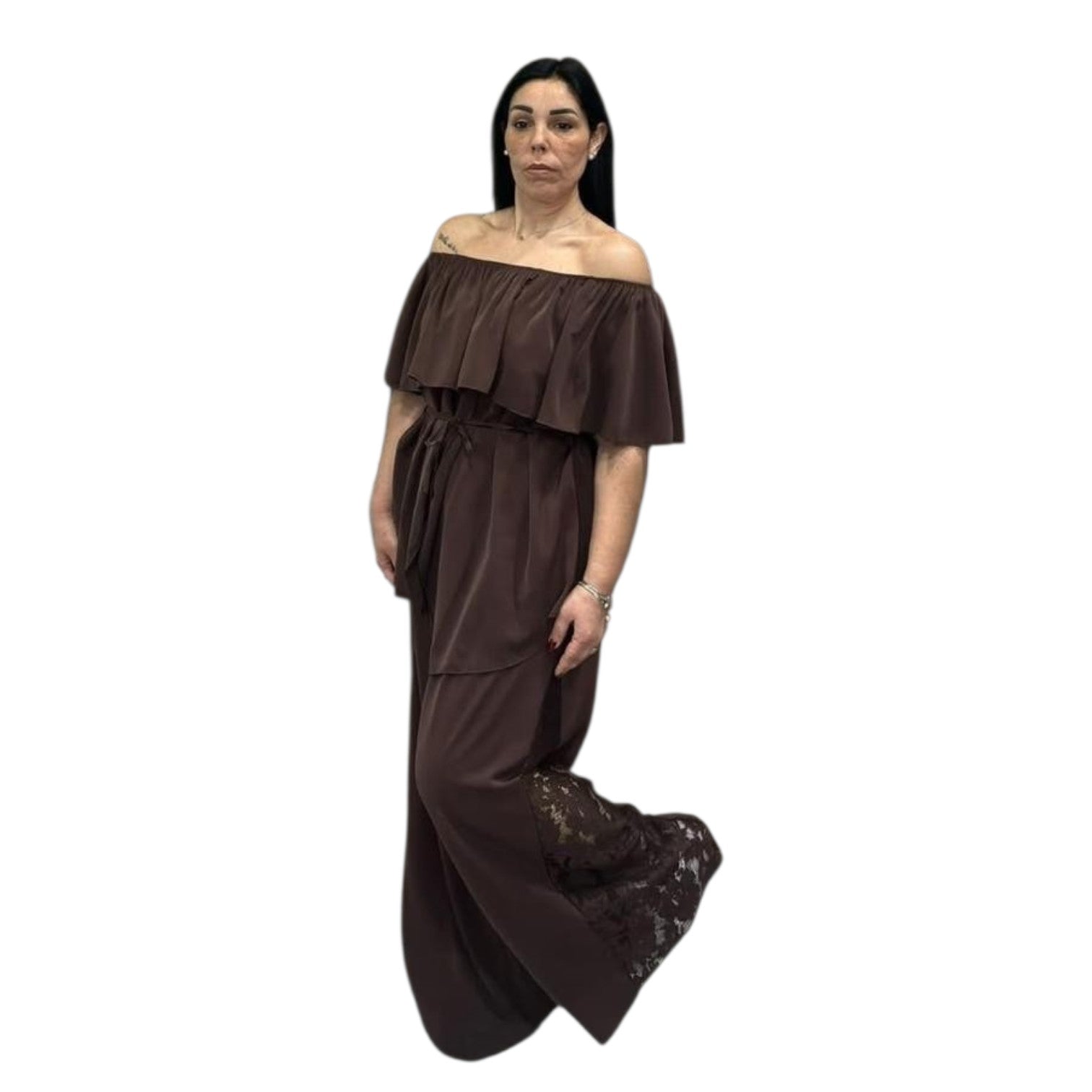 COMPLETO CASACCA SCOLLO BARCA CON PANTALONE MERLETTO
