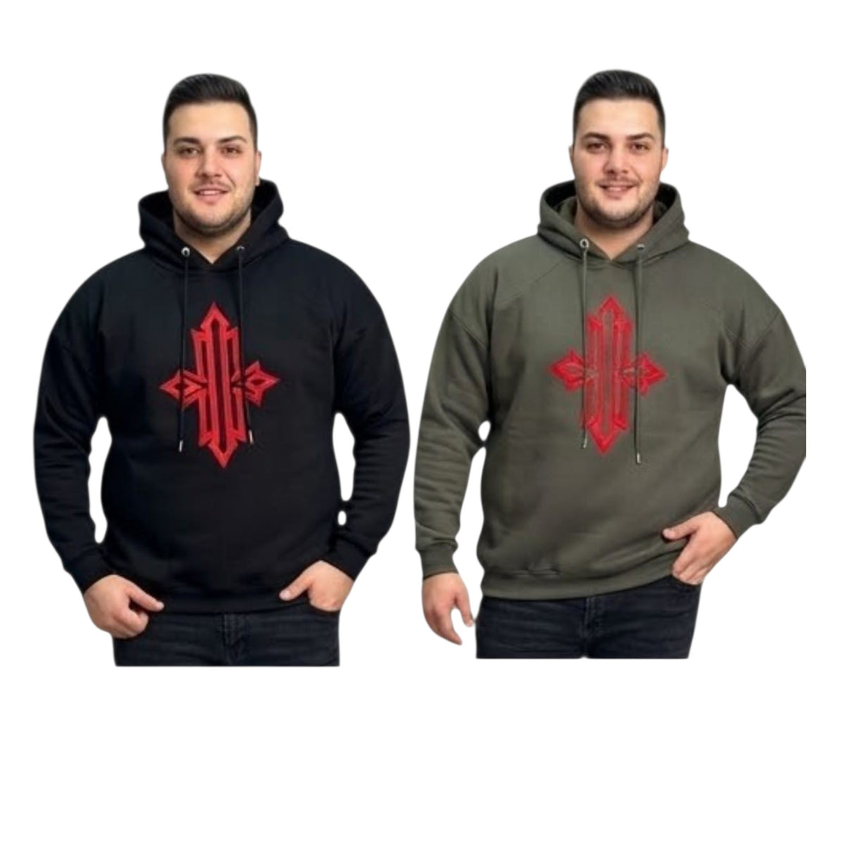 FELPA CIANOTIC. HOODIE REDEMPTION  CON RICAMO CROCE GOTICA COD . 0205039